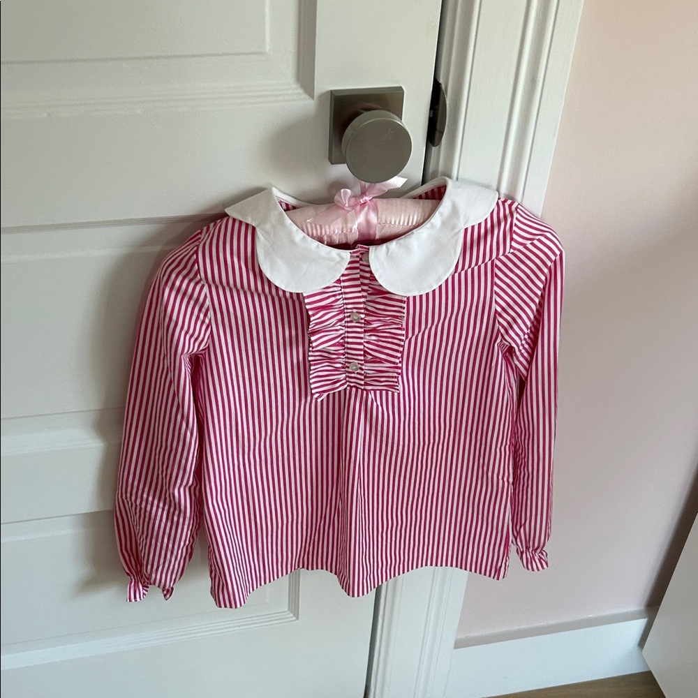 Jacadi Pink and White Striped Blouse